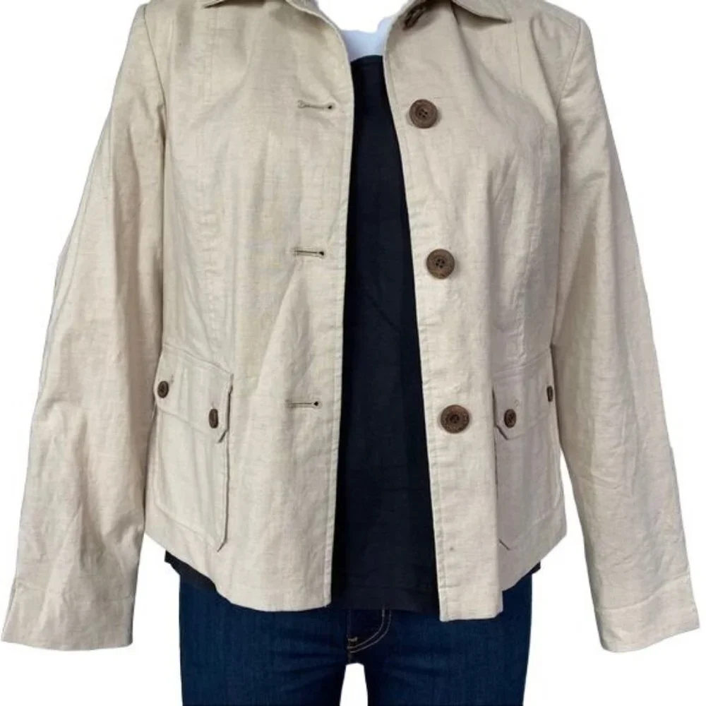 RQT Cream Jacket Blazer Brown Button Down Jacket Size 8 - Picture 4 of 10